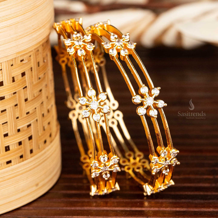 Beautiful Guaranteed Micro Gold Plated American Diamond Bangles – Traditional Festive Jewellery / Sasitrends