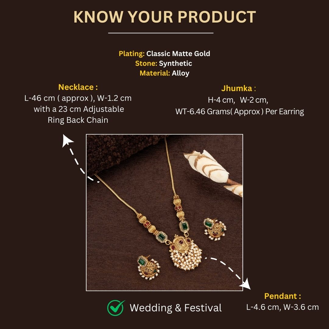 Classic Matte Gold Plated Jewellery Sets Measurement Image - Sasitrends