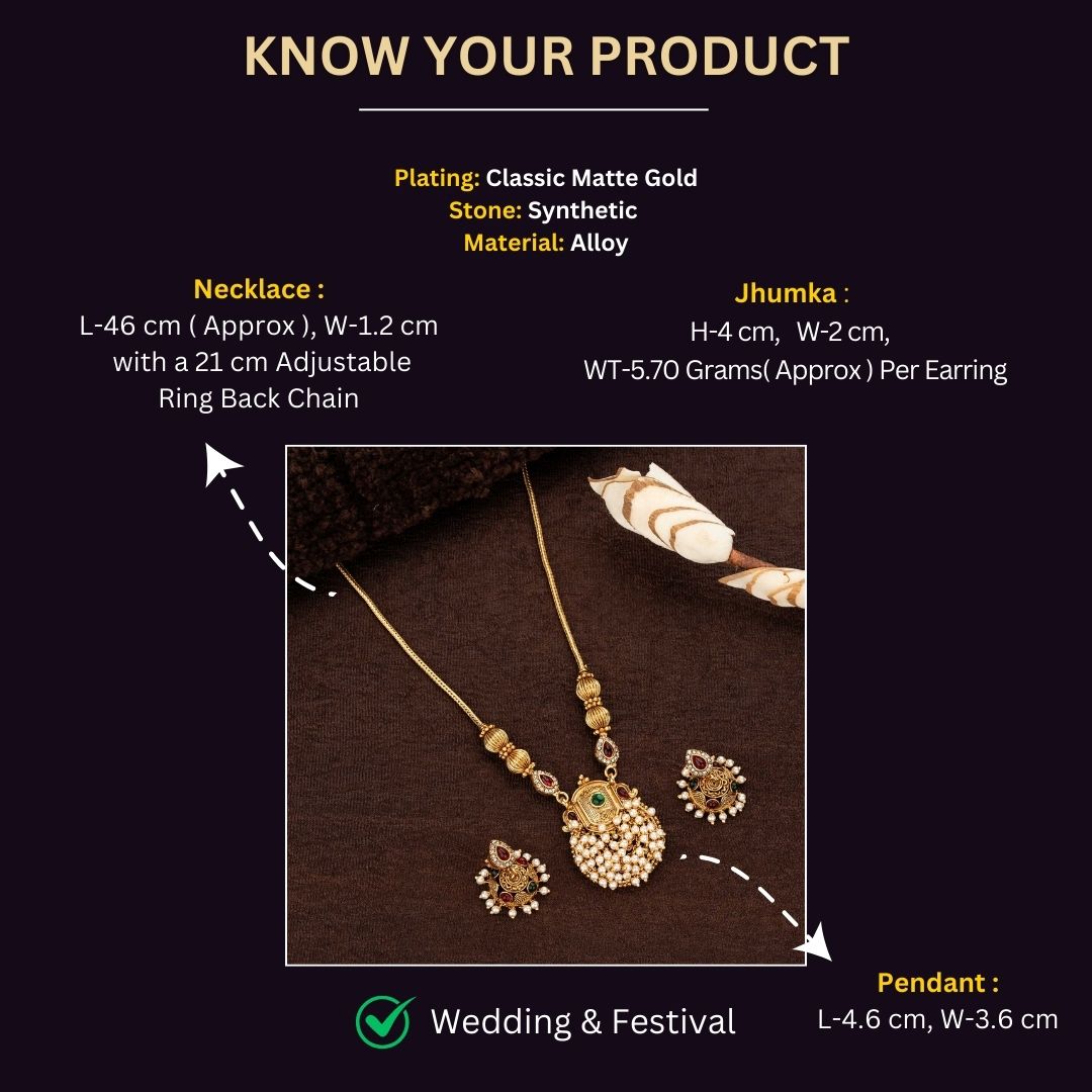 Classic Matte Gold Plated Jewellery Sets Measurement Image - Sasitrends