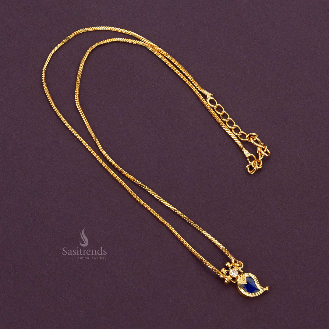 Traditional guaranteed micro gold plated mango pattern blue palakka jewellery set sasitrends