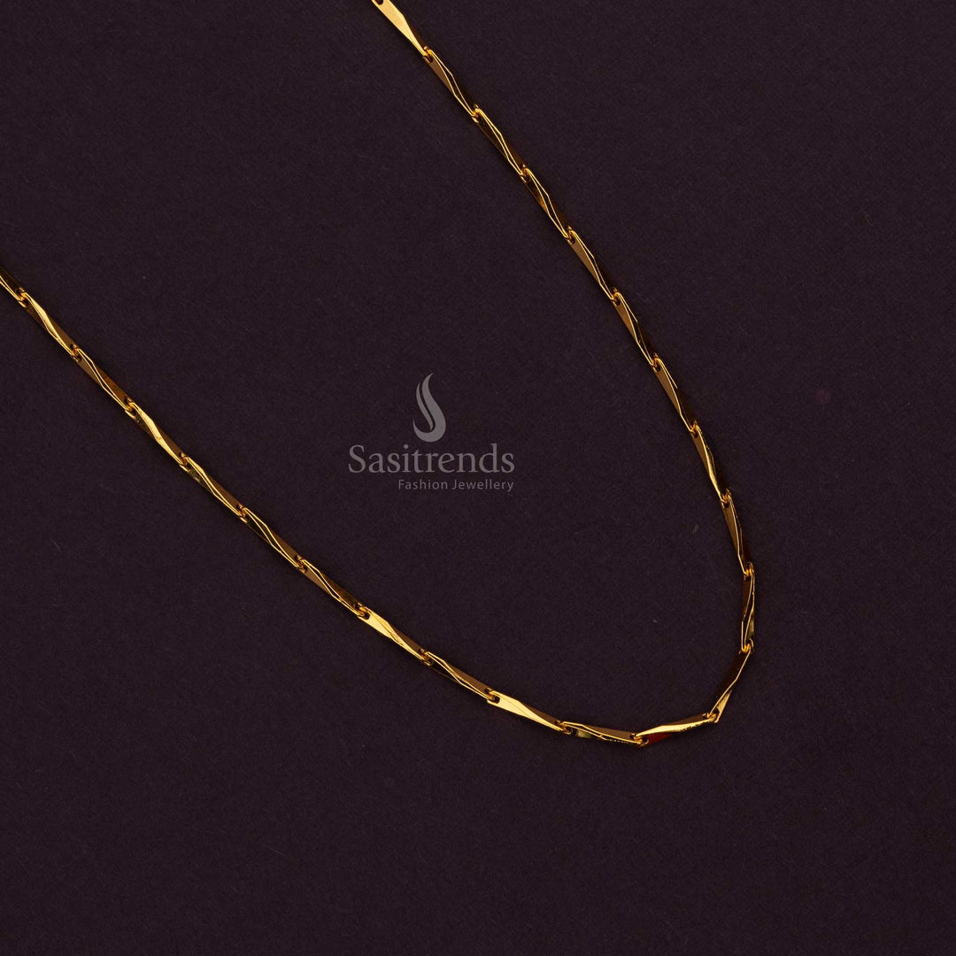 Micro Gold Plated Twisted Elongated Link Chain with Secure Clasp – Look Like Real Gold - Sasitrends