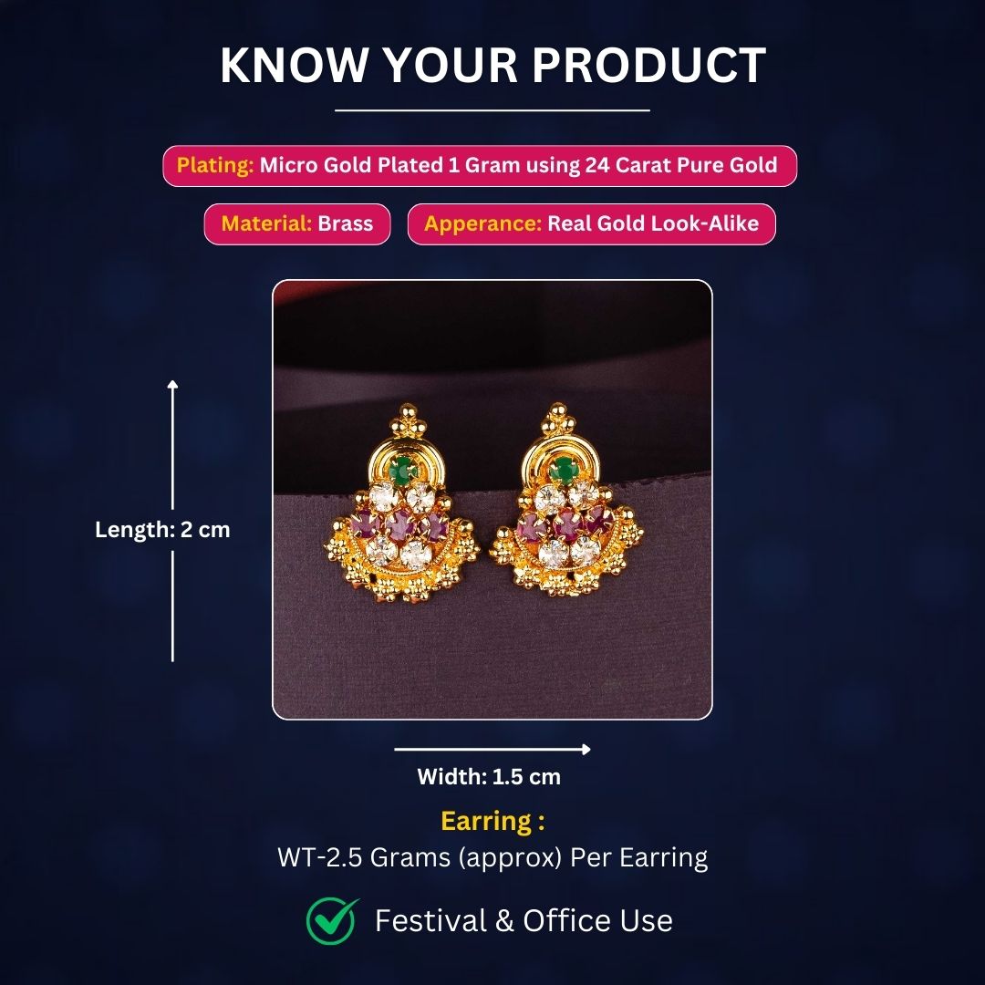 Micro Gold Plated Earrings Measurement Image - Sasitrends