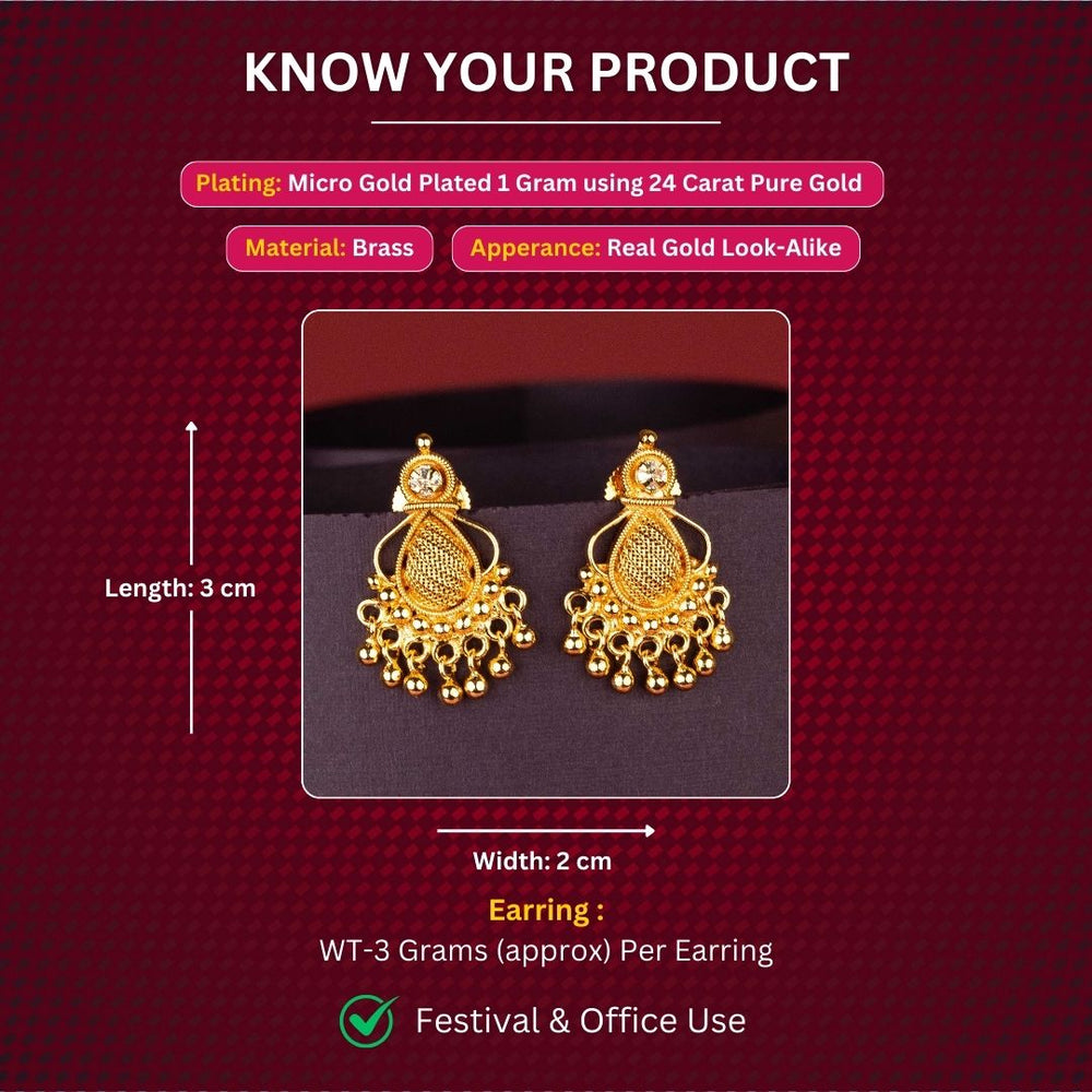 Micro Gold Plated Earrings Measurement Image - Sasitrends