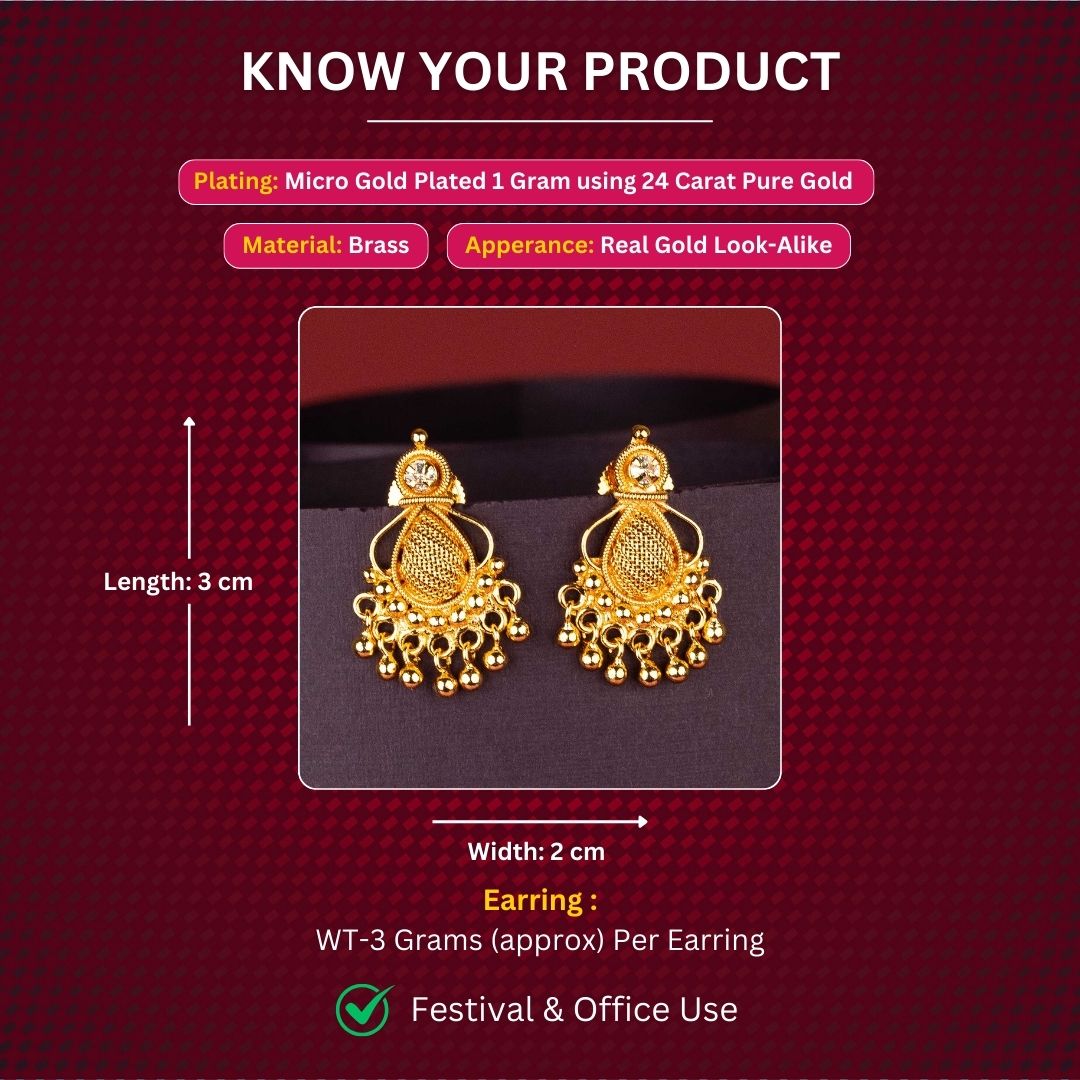 Micro Gold Plated Earrings Measurement Image - Sasitrends