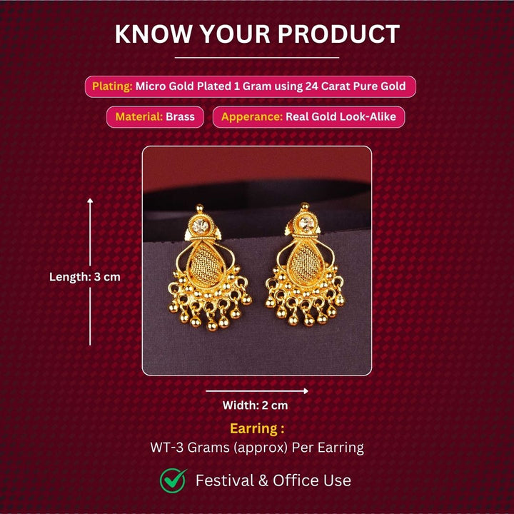 Micro Gold Plated Earrings Measurement Image - Sasitrends