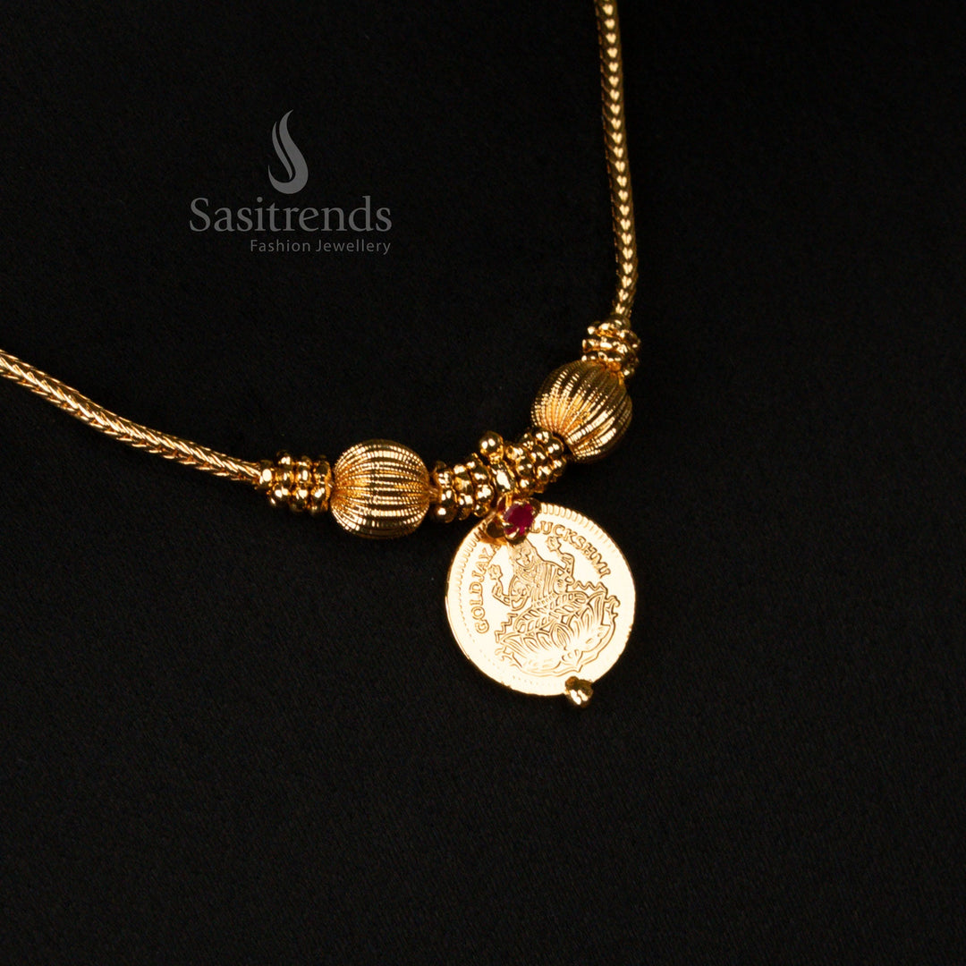 Festive and Saree Wear Single Lakshmi Coin Necklace in Real Gold Look – Sasitrends