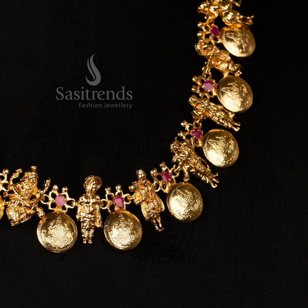 Micro Gold Plated 10 Avatharam Lakshmi Coin Necklace with Earrings – Sasitrends