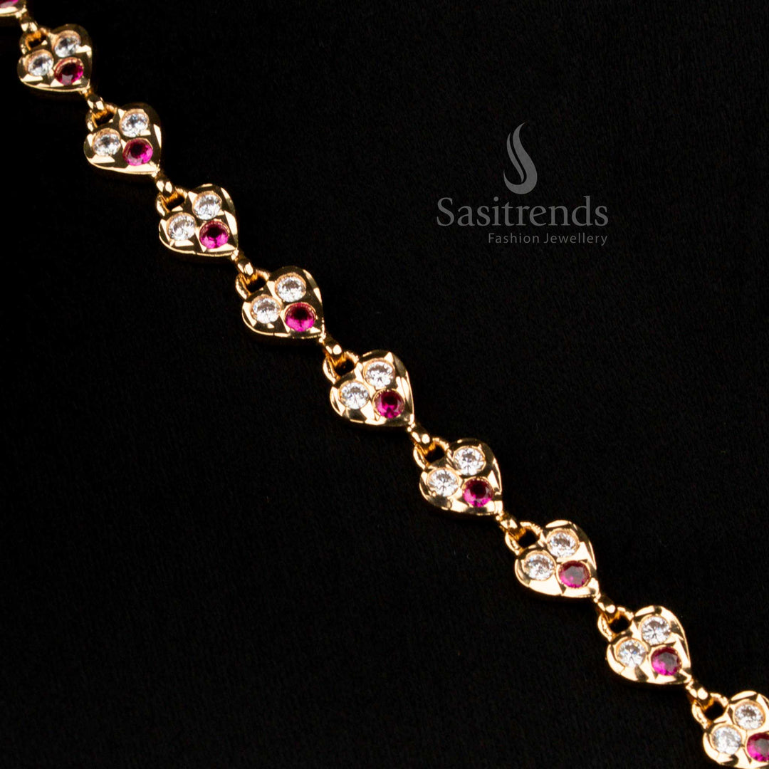 Guaranteed Impon Necklace with AD Stones and Golden Bead Pendant - Perfect Gift