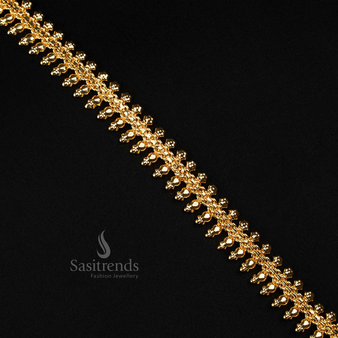 Traditional One Gram Gold Necklace with Round Stone Pendant – Guaranteed Finish - Sasitrends