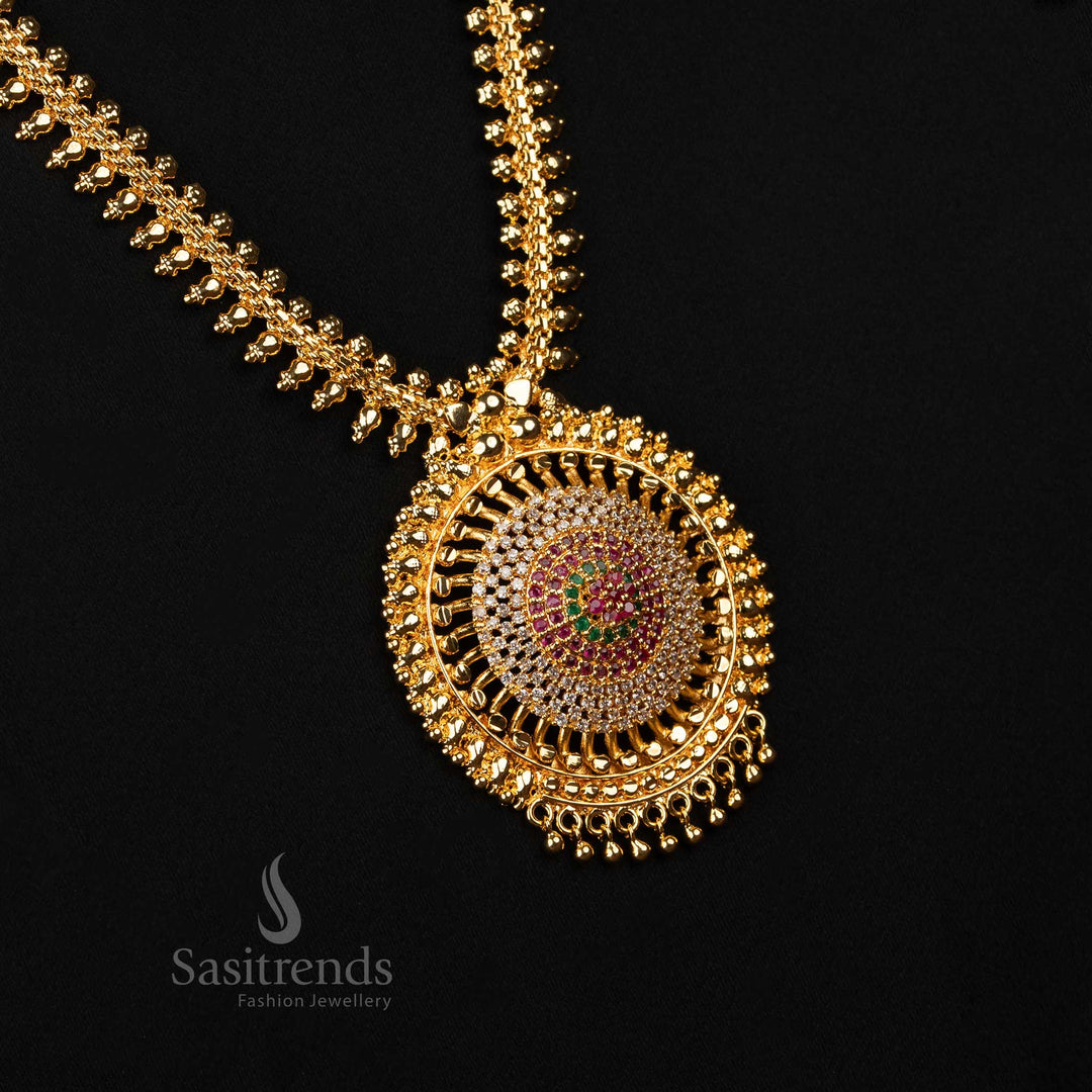 Micro Gold Plated Long Necklace with Spiral Pendant – Using 24 Carat Pure Gold - Sasitrends