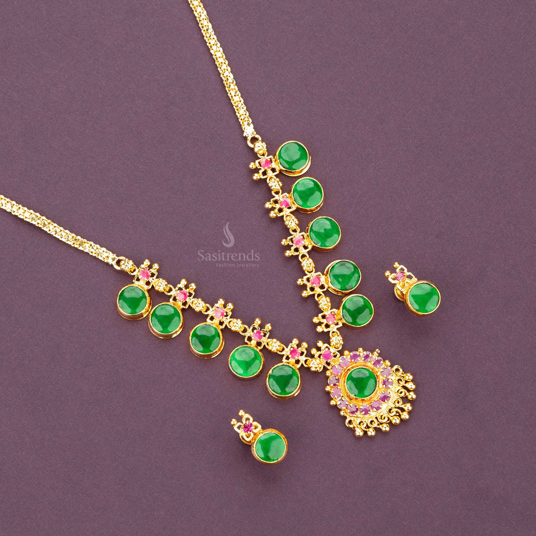 Kerala palakka round motif palakka five step jewellery set sasitrends