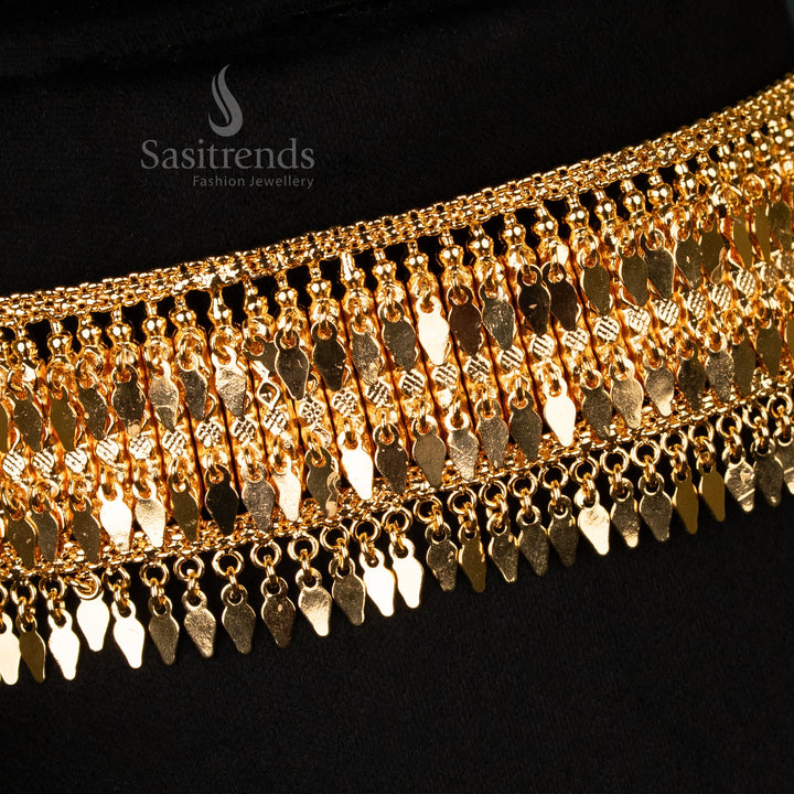 Kerala Style Micro Gold Plated Elakka Thali Three Line Choker - Sasitrends