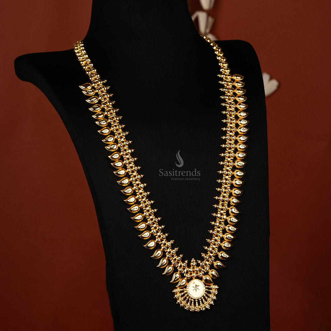 Kerala traditional micro gold plated mango haram necklace with round pendant