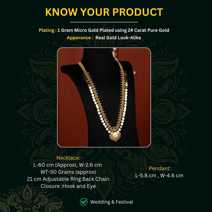 Micro Gold Plated Long Haram Necklace Measurement Image - Sasitrends