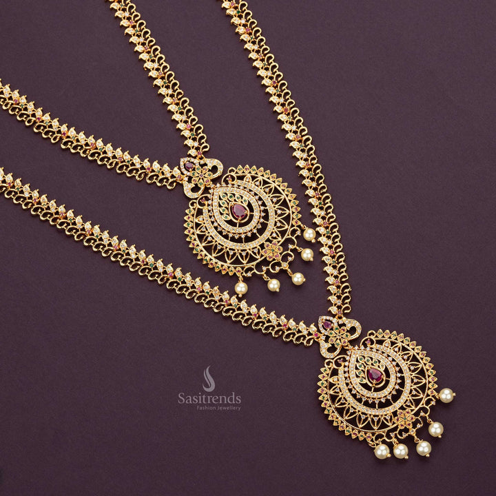Traditional Micro Gold Plated Floral Necklace Combo Jewellery Set Sasitrends