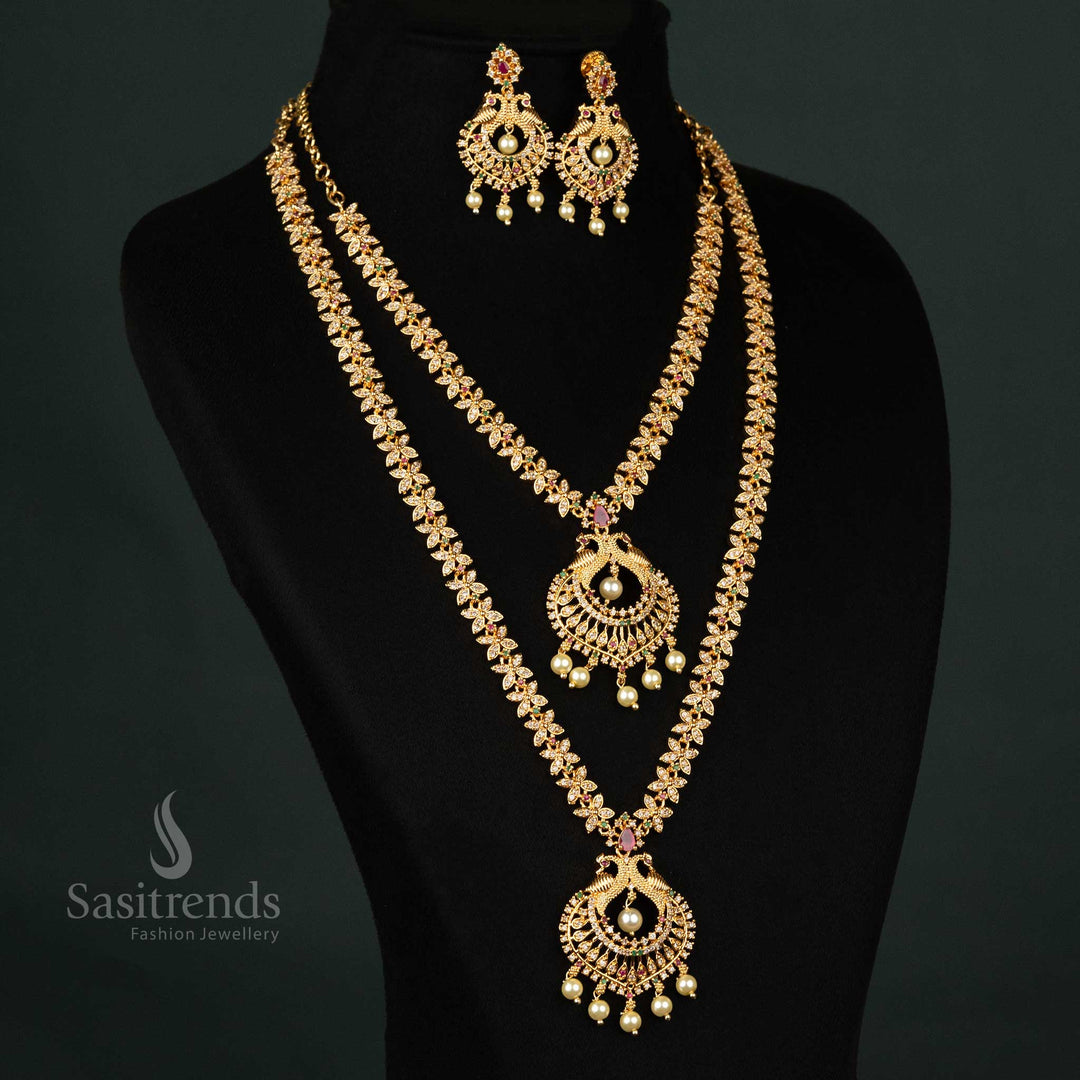 Long Short Necklace Set with Matching Earrings & Tikka for Wedding – Sasitrends