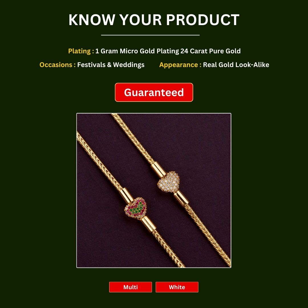 Micro gold plated Mugappu Chain Measurement Image -Sasitrends