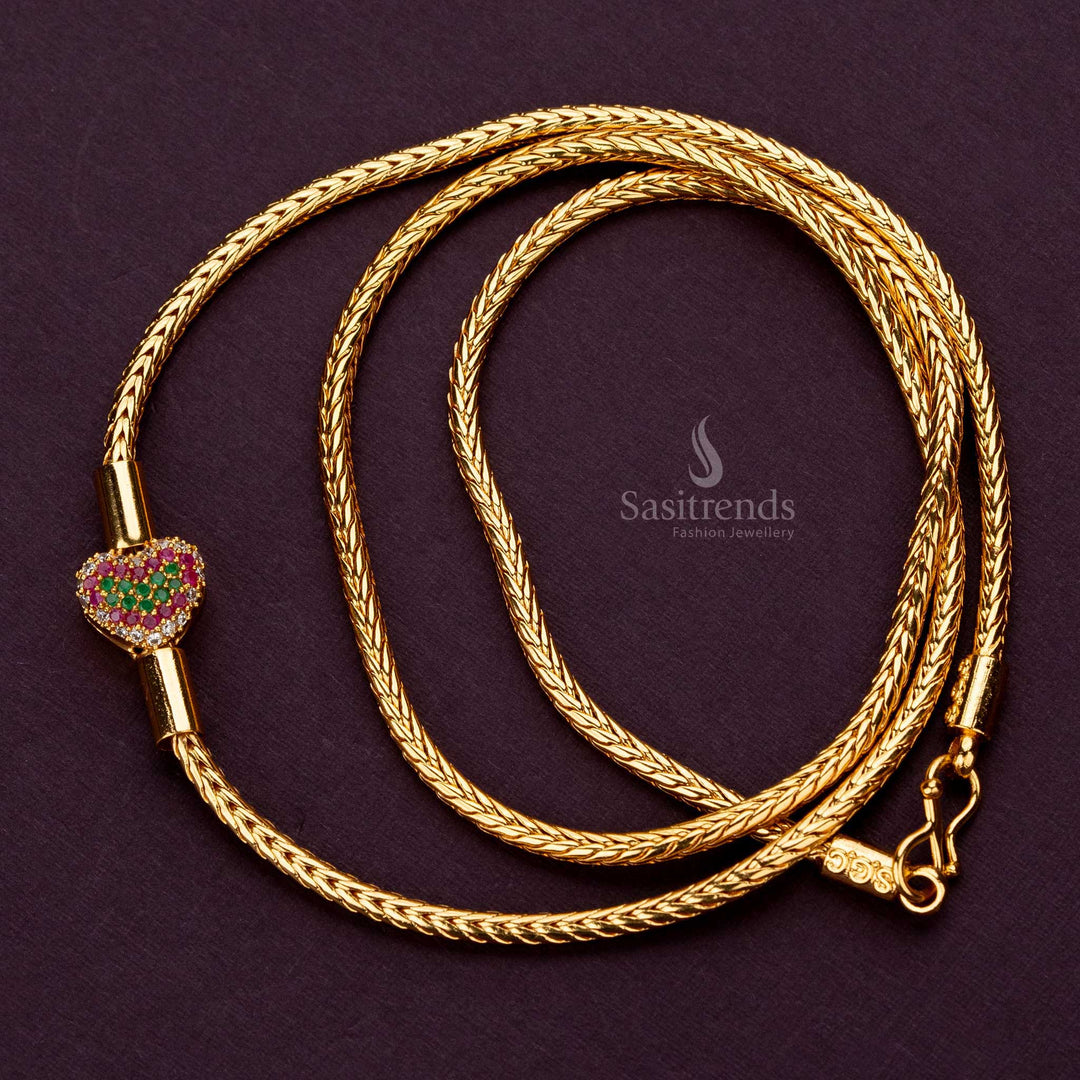 Premium gold-plated heart mugappu chain perfect for traditional attire - Sasitrends