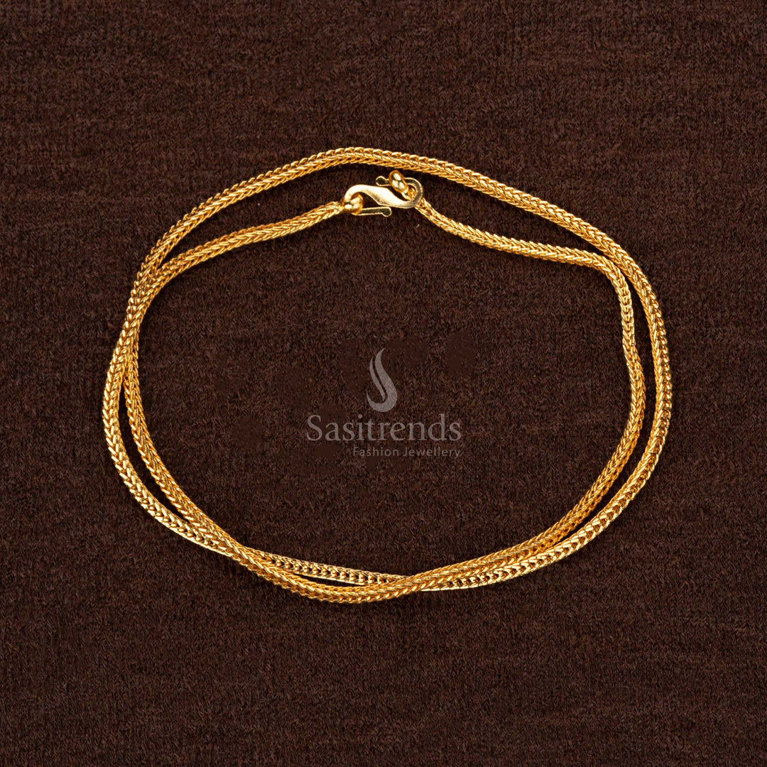 Stylish 1 gram medium gold plated chain, 18 inches, designed with premium brass and a secure S hook for durability - Sasitrends