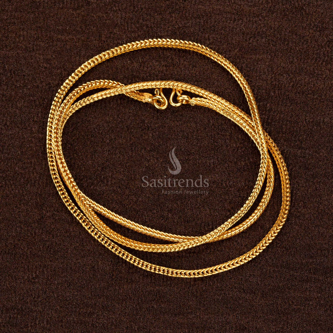 Elegant medium one gram flexible chain, 24 inches, gold plated with 24-carat finish for weddings and festive occasions - Sasitrends