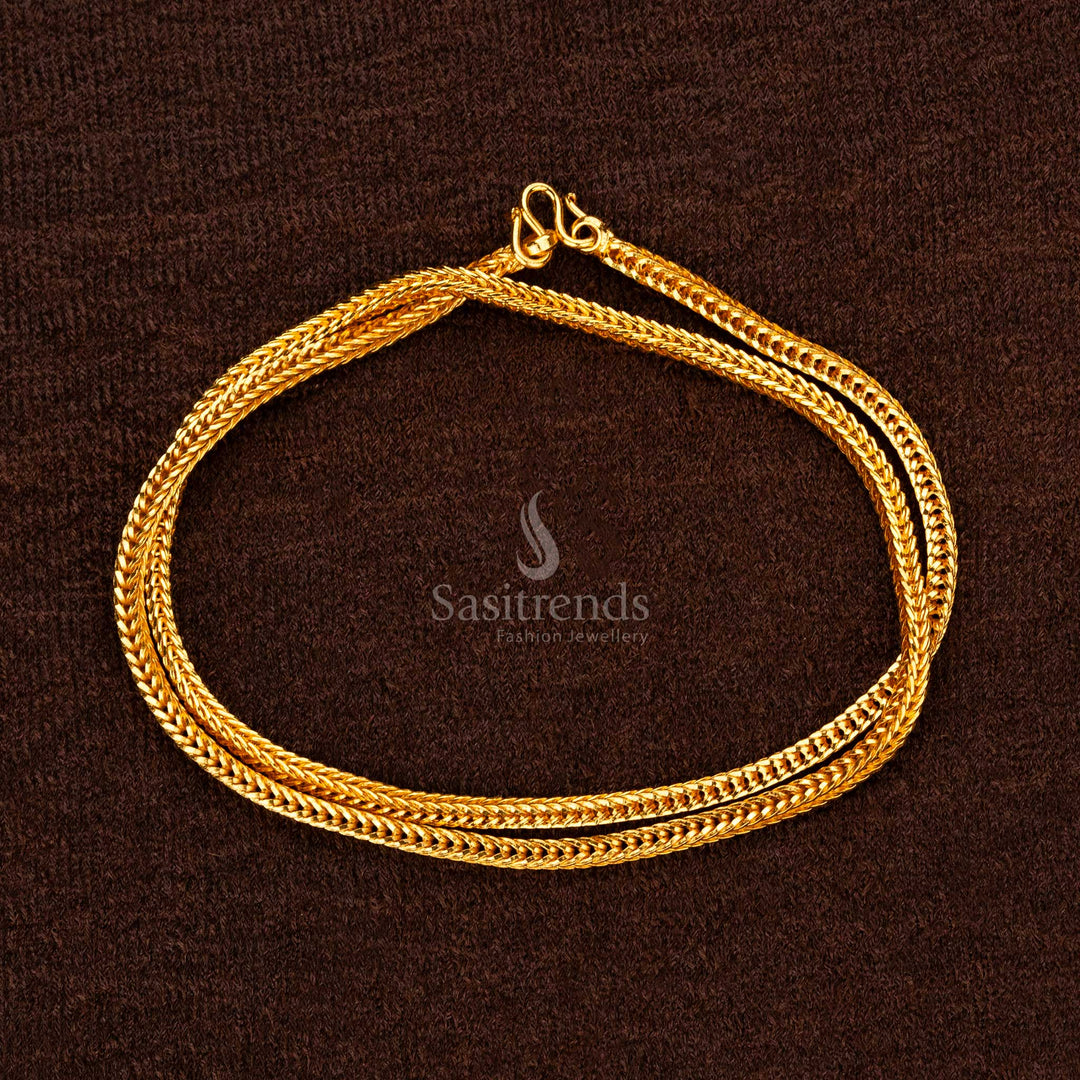 Bold and luxurious thick 1 gram gold plated chain, 18 inches, ideal for enhancing bridal and wedding outfits - Sasitrends