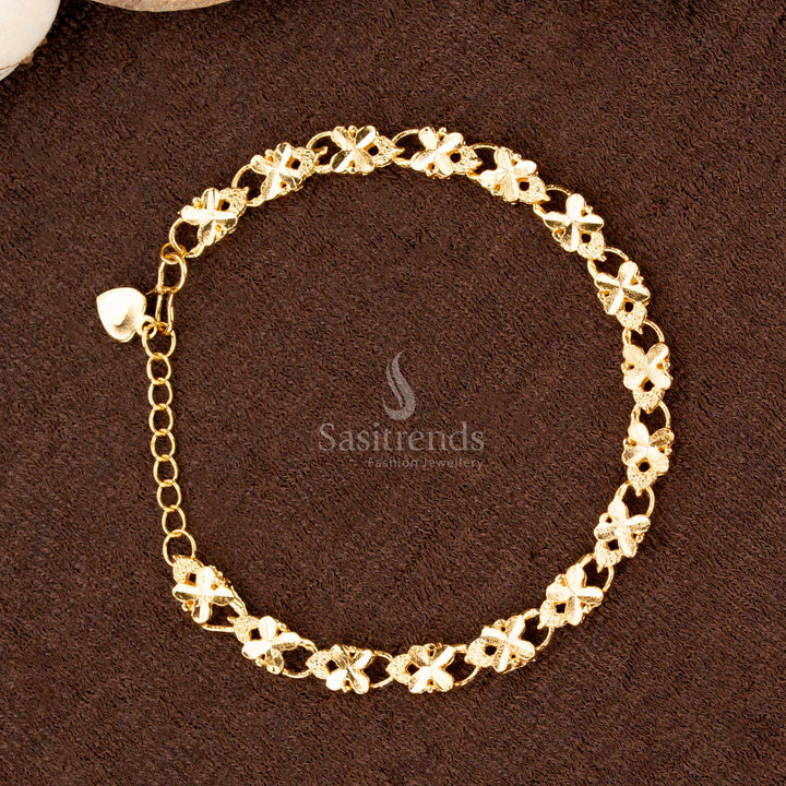 Dazzling micro gold plated designer bracelet with fine carvings, enhancing bridal wear and classic traditional fashion aesthetics - Sasitrends