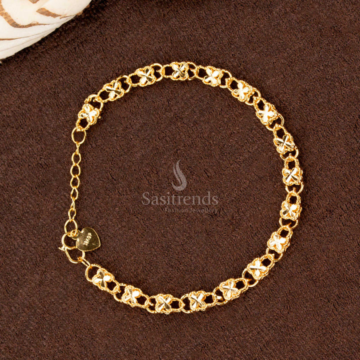 Stylish micro gold plated one gram bracelet featuring fine finishing, an ideal accessory for party wear, everyday elegance, and special occasions - Sasitrends