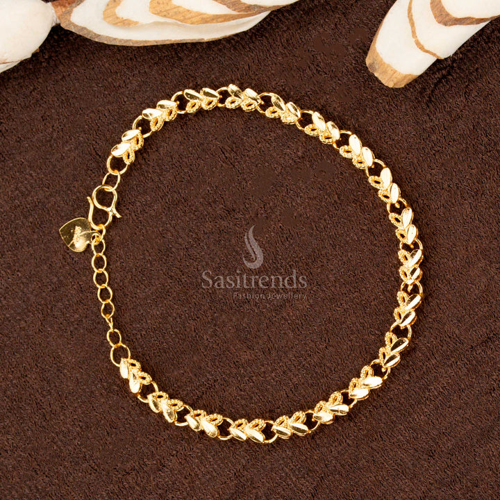 Luxurious micro gold plated designer bracelet with a rich glossy finish, adding charm to wedding ensembles and grand cultural celebrations - Sasitrends