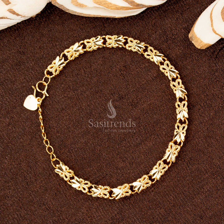 Charming one gram gold plated bracelet adorned with artistic craftsmanship, blending ethnic and contemporary styling for a refined jewellery look - Sasitrends