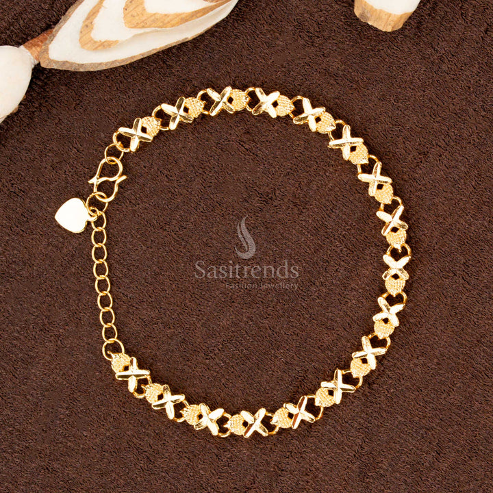 Exclusive micro gold plated designer bracelet with beautiful etchings, designed for elegant saree styling and traditional jewellery lovers - Sasitrends