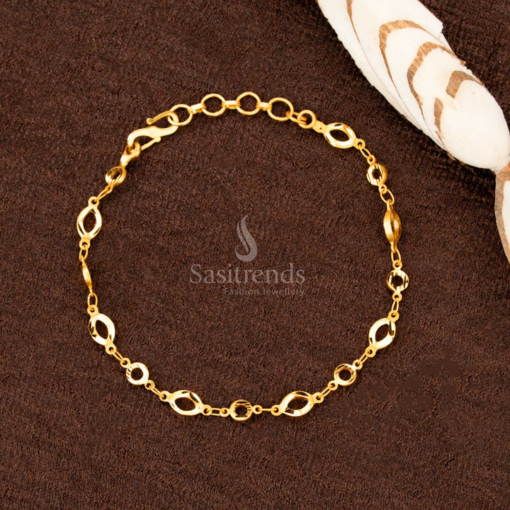 Mystic Gold Oval: This classic micro gold plated bracelet boasts a smooth oval design, radiating an air of mystery and charm - Sasitrends