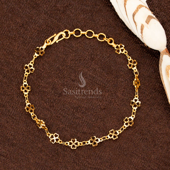 A radiant micro gold plated bracelet featuring a sunflower charm, perfect for a cheerful and vibrant look - Sasitrends