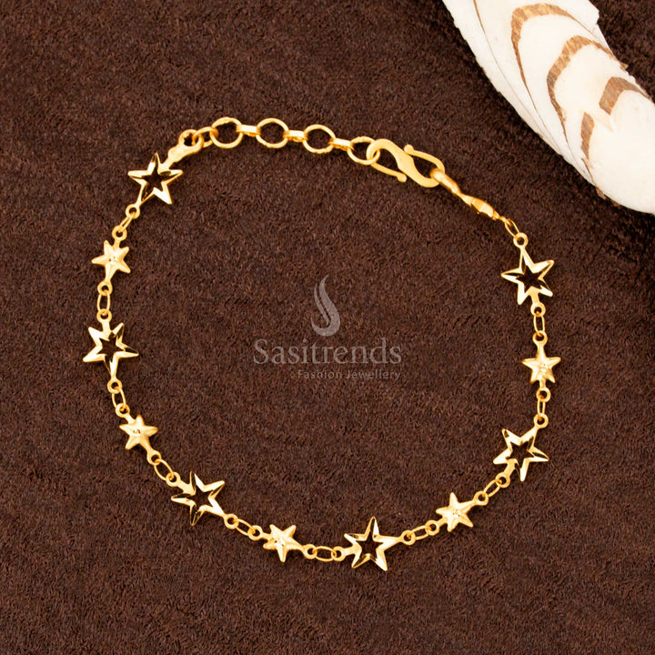 A chic micro gold plated bracelet with tiny twinkling stars, adding an ethereal touch - Sasitrends