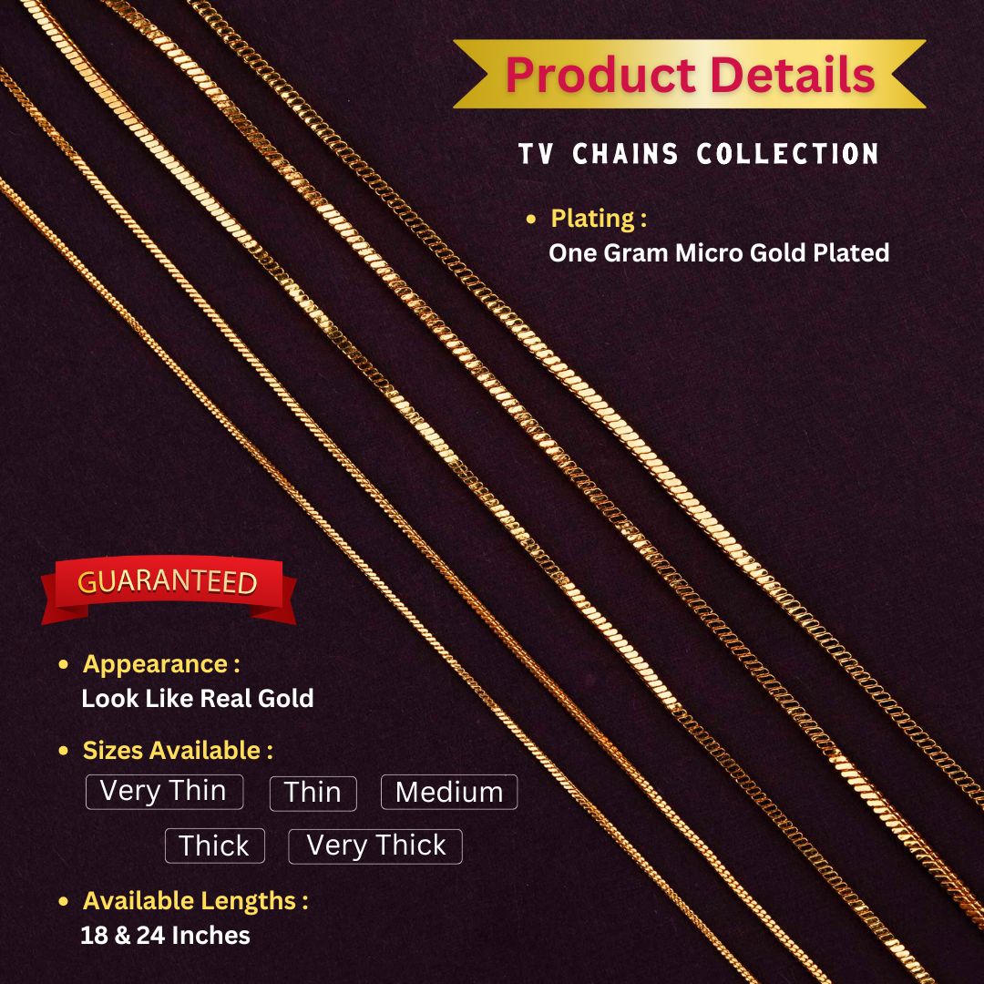Micro gold plated chains measurement image - Sasitrends