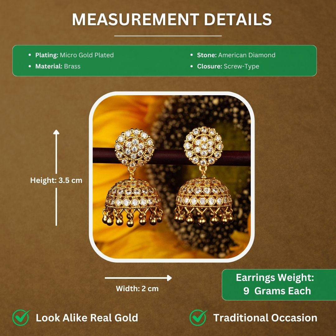 Matte Gold Plated Earrings Measurement Image - Sasitrends