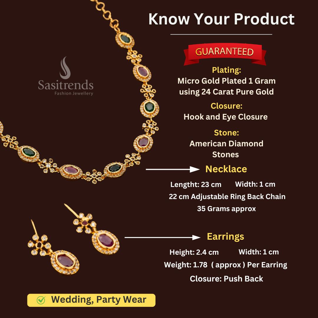 Micro Gold plated Necklace Jewellery Set Measurement Image - Sasitrends