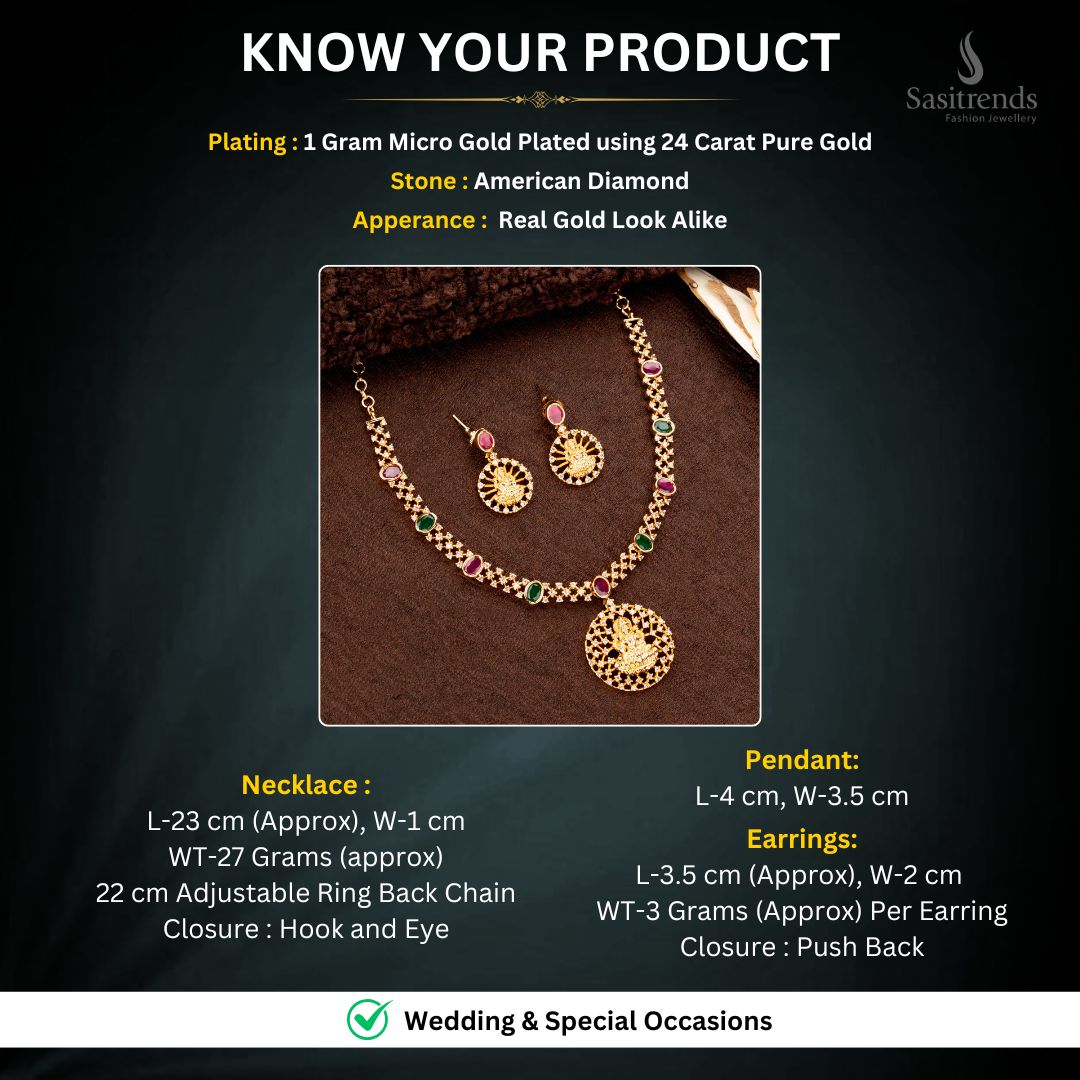 Micro Gold plated Necklace Jewellery Set Measurement Image - Sasitrends