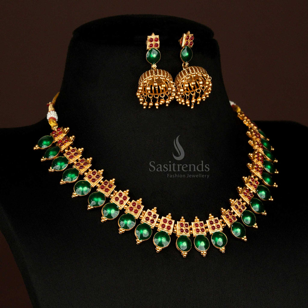 Budget Friendly Classic Matte Gold Necklace Set with Earrings – Sasitrends