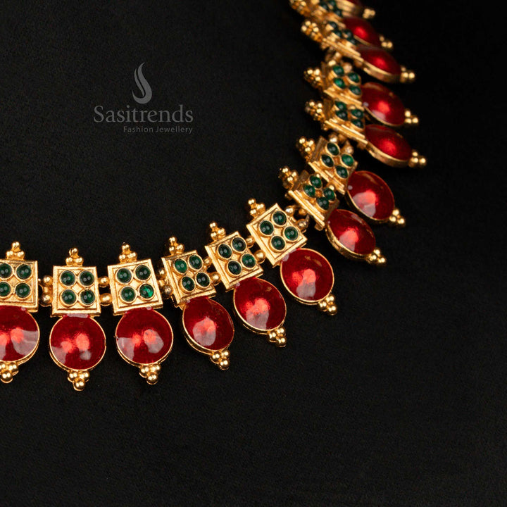 Traditional Temple Jewellery Set with Glass Work – Wedding Wear by Sasitrends