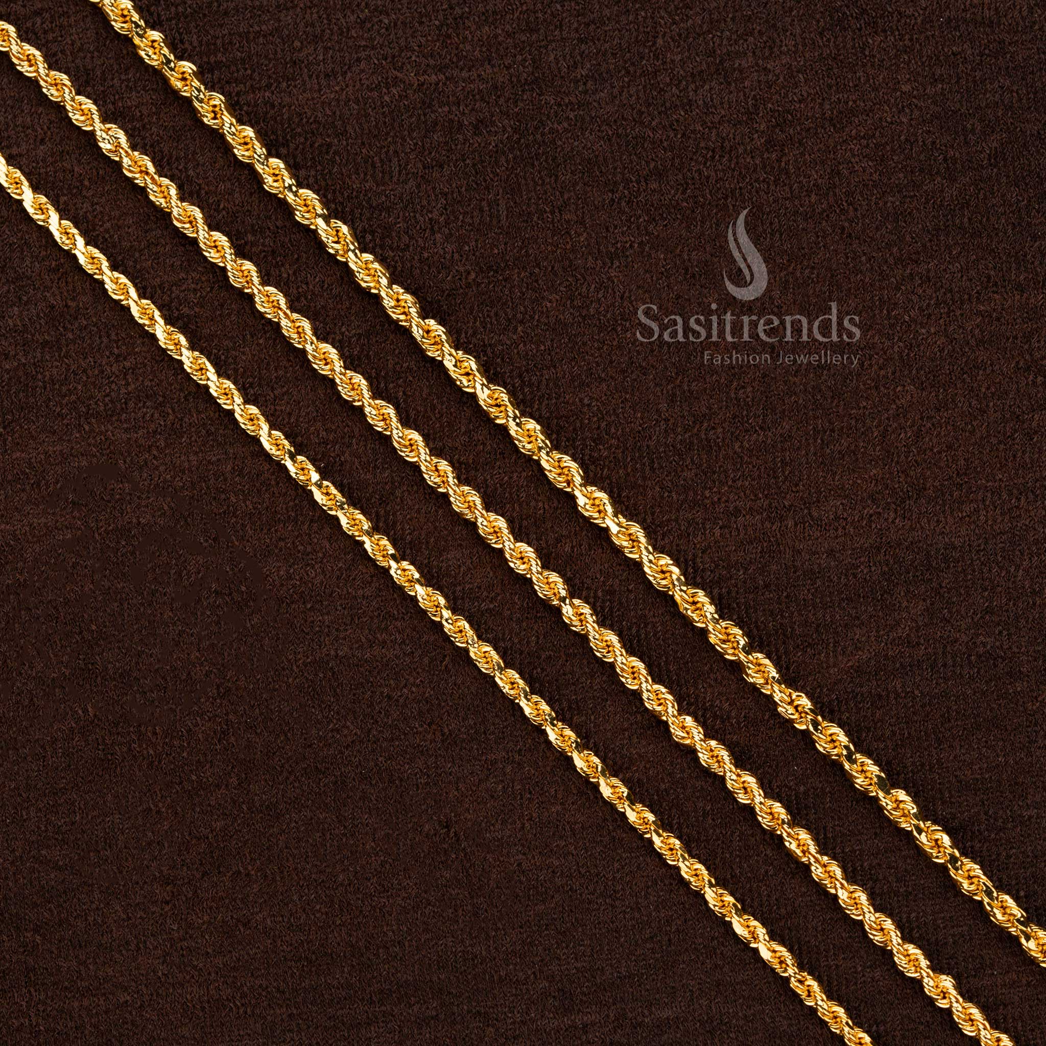Exquisite Guaranteed One Gram Micro Gold-Plated Twisted Rope Chain With Thin,Thick,Medium Pattern Sasitrends