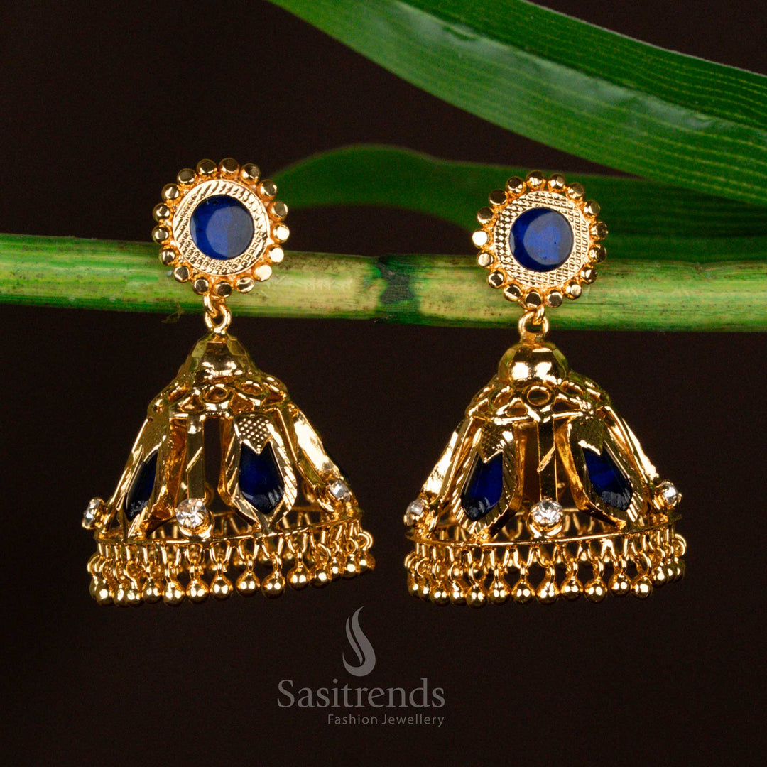 Kerala-style 24-carat pure gold plated Palakka 5 Katta Nagapadam Jhumka earrings, handcrafted traditional design – Sasitrends
