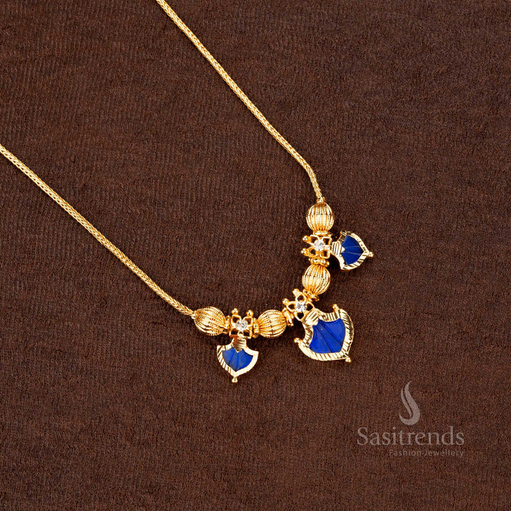 Stunning Kerala-style AD stone Palakka necklace with traditional beaded chain – Sasitrends