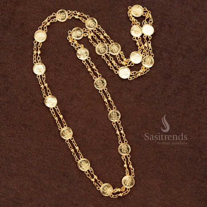 Micro Gold Plated Traditional Lakshmi Coin Chain – Guaranteed Look Like Real Gold - Sasitrends