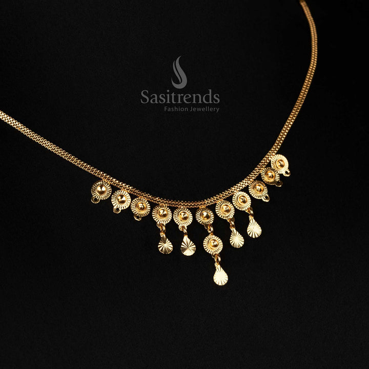 Enchanted bloom micro gold plated designer pendant necklace with a stunning floral motif and exquisite hanging details, ideal for festive and stylish occasions - Sasitrends