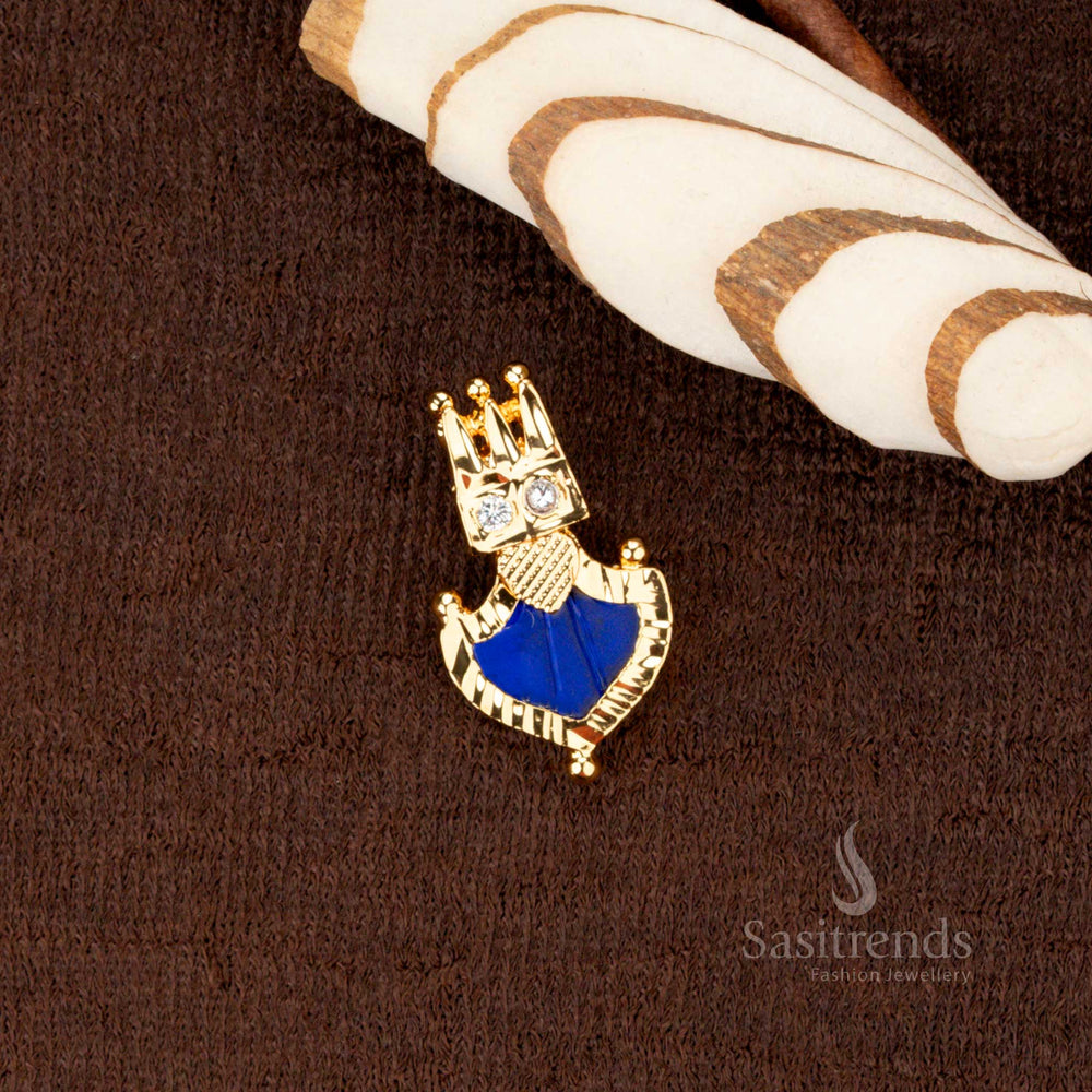 Exquisite Kerala traditional one gram gold plated pendant adorned with sapphire blue Palakka stone and sparkling AD stones, ideal for weddings and celebrations - Sasitrends