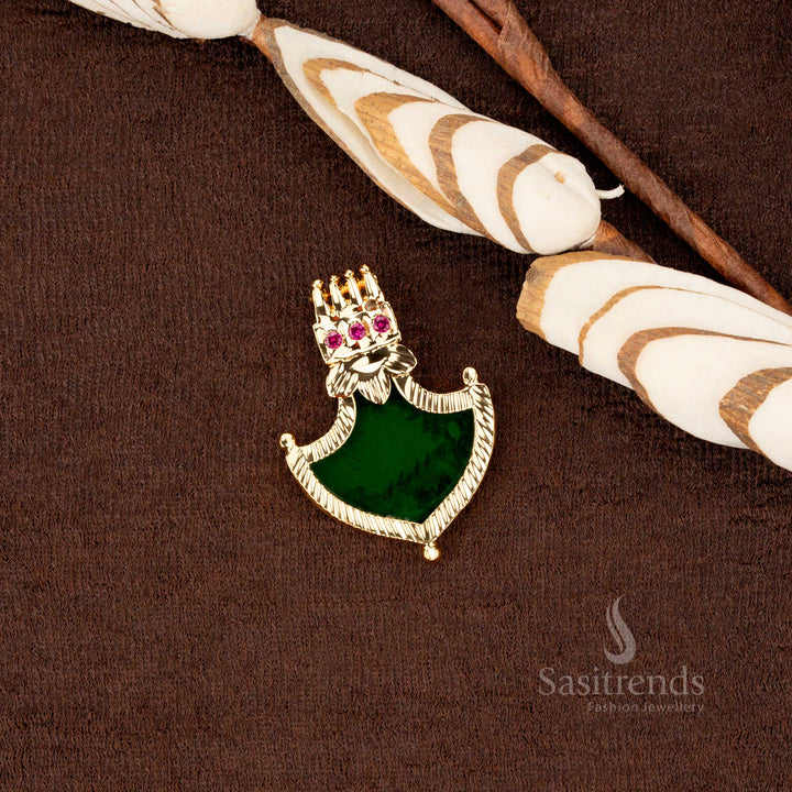 Kerala-Style One Gram Micro Gold Plated 3 AD Stone Palakka Pendant – Traditional & Festive Wear - Sasitrends