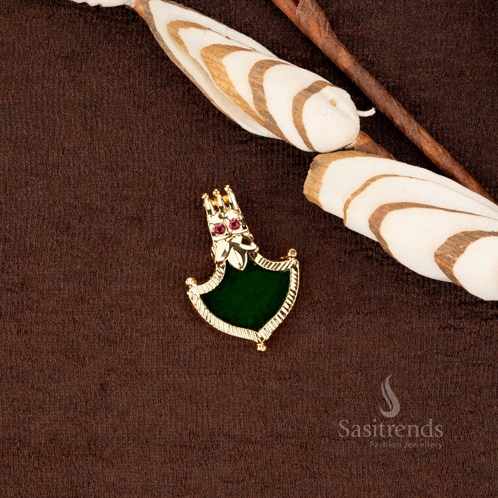 Royal look Medium Size Palakka pendant, designed with 2 AD stones and a gold plated finish – Sasitrends