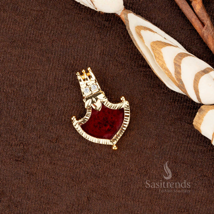 Elegant Kerala-Style One Gram Micro Gold Plated 2 AD Stone Medium Size Palakka Pendant – Traditional & Festive Wear - Sasitrends