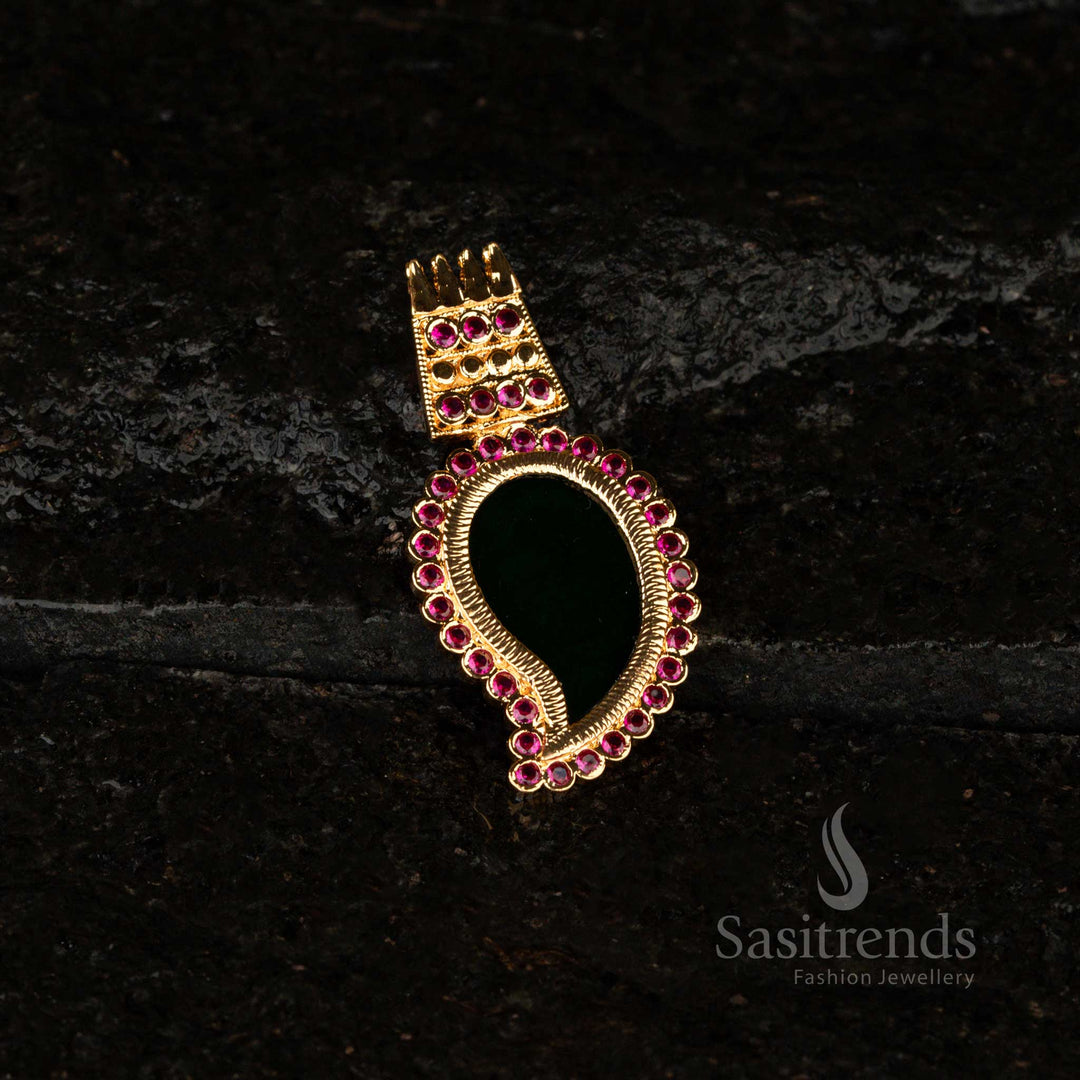 One gram micro gold plated Fully AD Stone Palakka pendant, traditional Kerala jewellery – Sasitrends