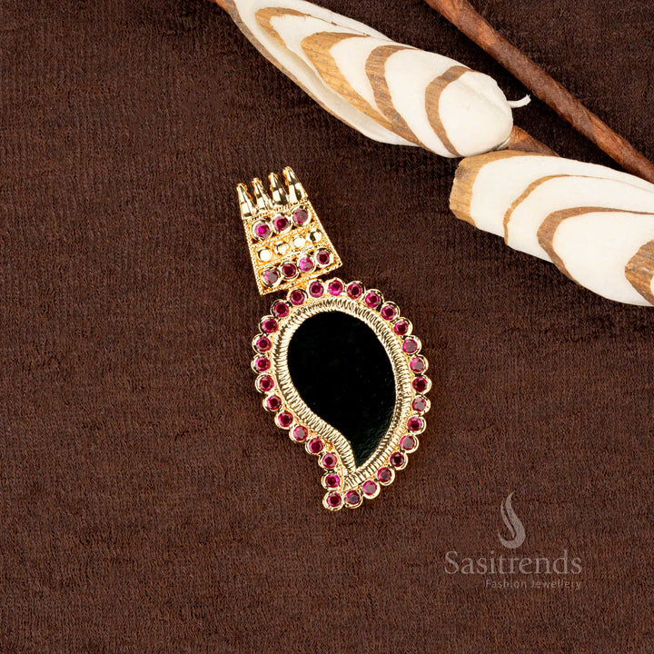 One gram micro gold plated Fully AD Stone Palakka pendant, traditional Kerala jewellery – Sasitrends